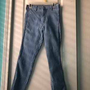 H&M white stripe jeans